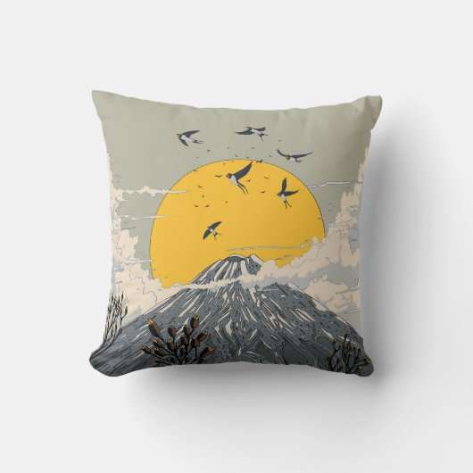 ワイルドフラワーの火山山 クッション (正面)