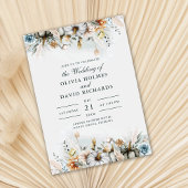 ワイルドフラワーの牧場での秋の結婚式 招待状