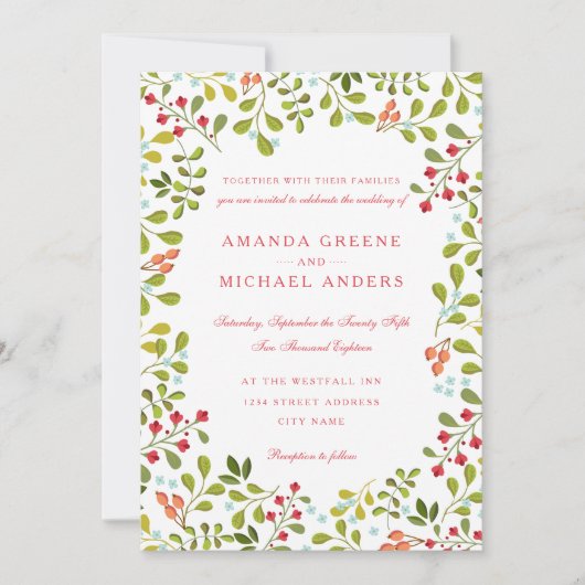 ワイルドフラワーの牧場での結婚式招待状 招待状 (正面)