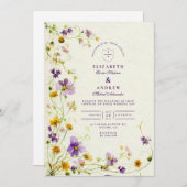 ワイルドフラワーの牧場での結婚式 招待状 (正面/裏面)