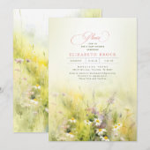 ワイルドフラワーの牧場　エレガントベビーシャワー 招待状 (正面/裏面)