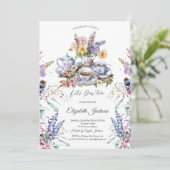 ワイルドフラワーの牧場 ティーセット ブライダルシャワー 招待状 (スタンド正面)