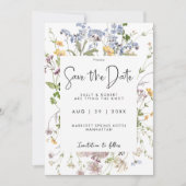 ワイルドフラワーの牧草地のフローラは日付カードを保存 サンキューカード (正面)