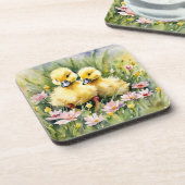 ワイルドフラワーの牧草地の水色のアヒル コースター (左側)