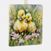 ワイルドフラワーの牧草地の水色のアヒル セラミックオーナメント (右)