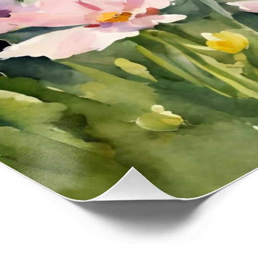 ワイルドフラワーの牧草地の水色のアヒル ポスター (コーナー)