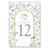 ワイルドフラワーの牧草地フローラの水彩結婚芸術 テーブルナンバー (裏面)