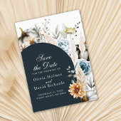 ワイルドフラワーの白いカボチャ日付カードを保存 セーブザデート