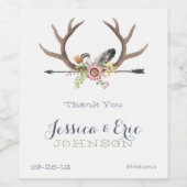 ワイルドフラワーの矢と〔雄ジカの〕枝角結婚ズ ワインラベル (シングルラベル)