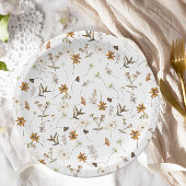 ワイルドフラワーの秋の花のブライダルシャワー ペーパープレート