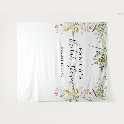 ワイルドフラワーの結婚前お披露目パーティーの背景　写真撮影ブース タペストリー (正面(横))