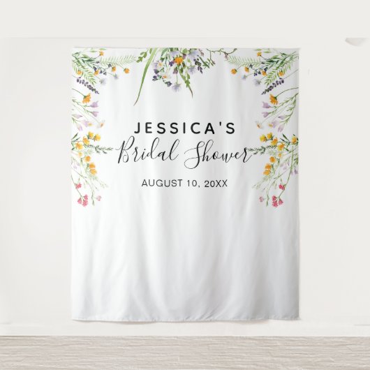 ワイルドフラワーの結婚前お披露目パーティーの背景　写真撮影ブース タペストリー (正面)