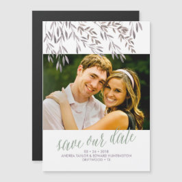 ワイルドフラワーの結婚式が日付を保存 マグネット招待状