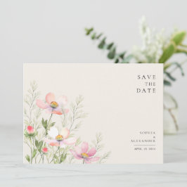 ワイルドフラワーの結婚式のためのフラットなSave The Dateカード セーブザデート