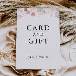 ワイルドフラワーの結婚式のカードと贈り物のサイン。 招待状