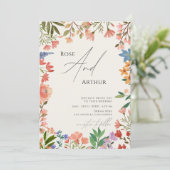 ワイルドフラワーの結婚式の幻想的なミニマリスト 招待状 (スタンド正面)