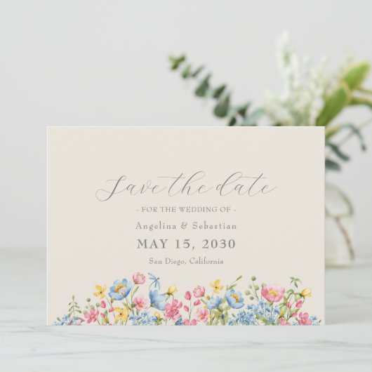 ワイルドフラワーの結婚式の日付を保存 セーブザデート (スタンド正面)