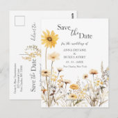 ワイルドフラワーの結婚式の日付を保存 ポストカード (正面/裏面)