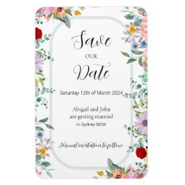 ワイルドフラワーの結婚式の日付を保存 マグネット