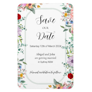 ワイルドフラワーの結婚式の日付を保存 マグネット