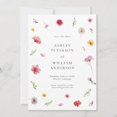 ワイルドフラワーの結婚式の日付を保存 招待状 (正面)