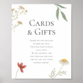 ワイルドフラワーの結婚式の贈り物とカードサイン ポスター (正面)