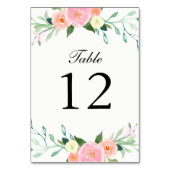 ワイルドフラワーの結婚水彩表カード テーブルナンバー (裏面)