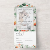 ワイルドフラワーの緑とオレンジの花卉植物写真 オールインワン招待状 (内側)