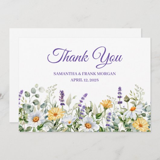 ワイルドフラワーの縁ど水の色 サンキューカード (正面/裏面)
