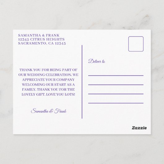 ワイルドフラワーの縁ど水色お願い ポストカード (裏面)