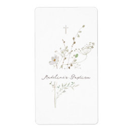 ワイルドフラワーの繊細な花束バプテスマ ラベル