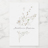 ワイルドフラワーの繊細な花束バプテスマ ワインラベル (シングルラベル)