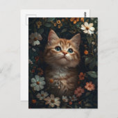 ワイルドフラワーの美しいオレンジ色の子猫 ポストカード (正面/裏面)