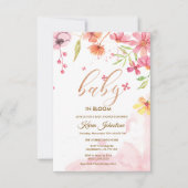 ワイルドフラワーの自然な花ざかりのフレーム招待状 赤ちゃんのお祝い 招待状 (正面)