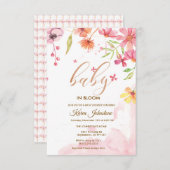 ワイルドフラワーの自然な花ざかりのフレーム招待状 赤ちゃんのお祝い 招待状 (正面/裏面)