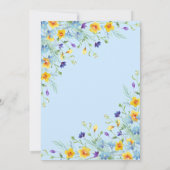ワイルドフラワーの至福 青い背景に美しい花々 招待状 (裏面)