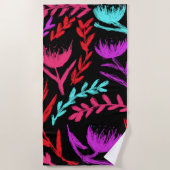 ワイルドフラワーの色ポップ・アートの! ビーチタオル (正面)