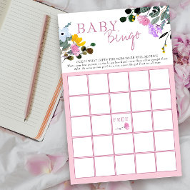 ワイルドフラワーの芝生の花柄ベビーシャワービンゴゲーム
