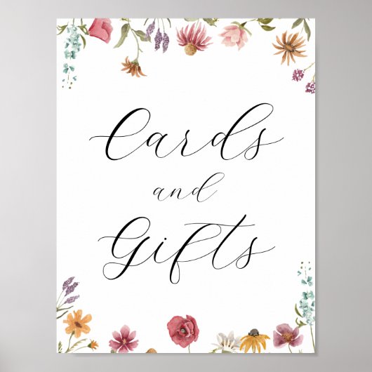 ワイルドフラワーの花が咲く カードとギフトのサイン ポスター (正面)
