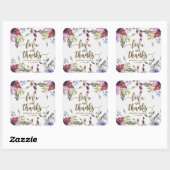 ワイルドフラワーの花の愛とありがとのシール結婚式 スクエアシール (シート)