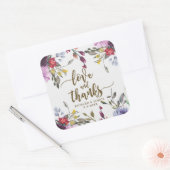 ワイルドフラワーの花の愛とありがとのシール結婚式 スクエアシール (封筒)