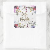 ワイルドフラワーの花の愛とありがとのシール結婚式 スクエアシール (バッグ)