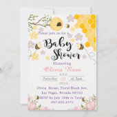 ワイルドフラワーの花の水彩画のハチ 招待状 (正面)