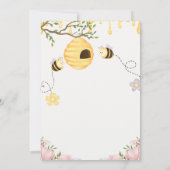 ワイルドフラワーの花の水彩画のハチ 招待状 (裏面)