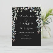 ワイルドフラワーの花の黒と白の結婚式 セーブザデート (スタンド正面)