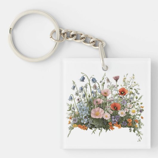 ワイルドフラワーの花園の花 キーホルダー (正面)
