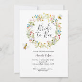ワイルドフラワーの花嫁から蜂への結婚前お披露目招待状 招待状 (正面)
