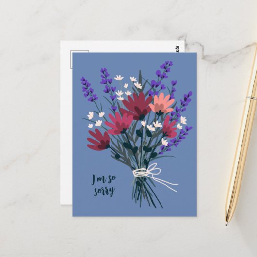 ワイルドフラワーの花束の哀悼の意 ポストカード (正面/裏面インサイチュ)