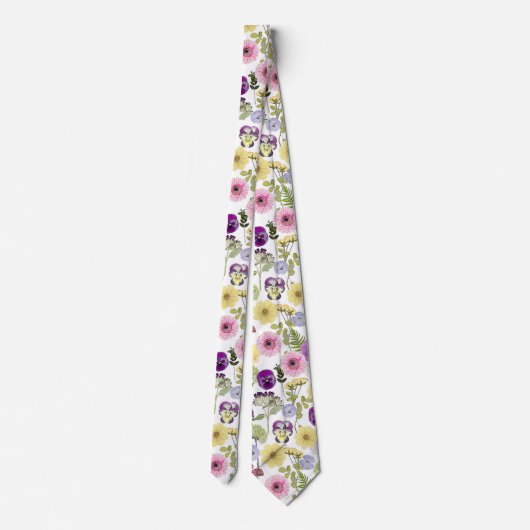 ワイルドフラワーの花束タイでフラワーテーマのウェディングパーティー ネクタイ (裏面)