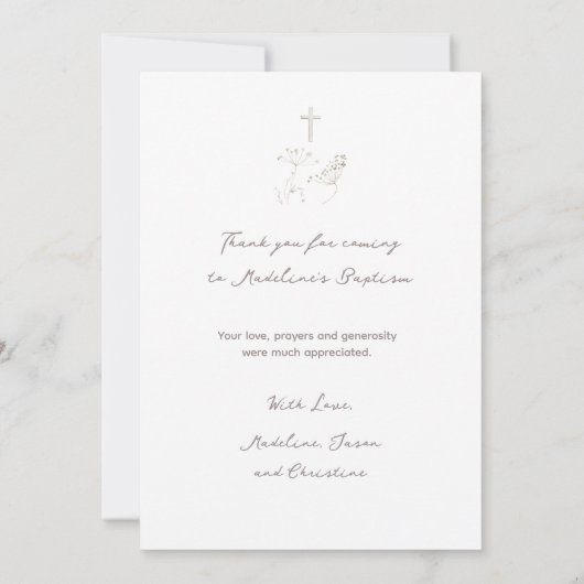 ワイルドフラワーの花束 | バプテスマサンキューカード 招待状 (裏面)